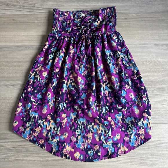 O’neill Dresses & Skirts - O'Neill Oneill‎ Purple Blue Floral Print Strapless Midi Dress Sz Small